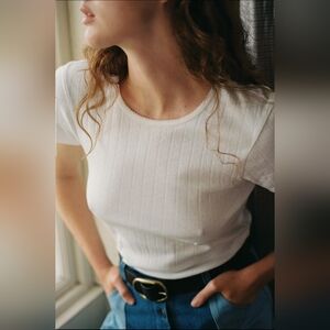 Christy Dawn rayne tee in white pointelle, small